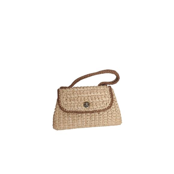 Vintage Rattan Straw Mini Bag Garden Girl Cottage - Picture 1 of 6